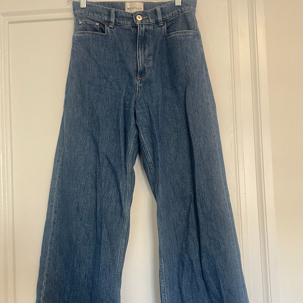 Wandler Magnolia Denim Jeans In Medium Stone, Size 26